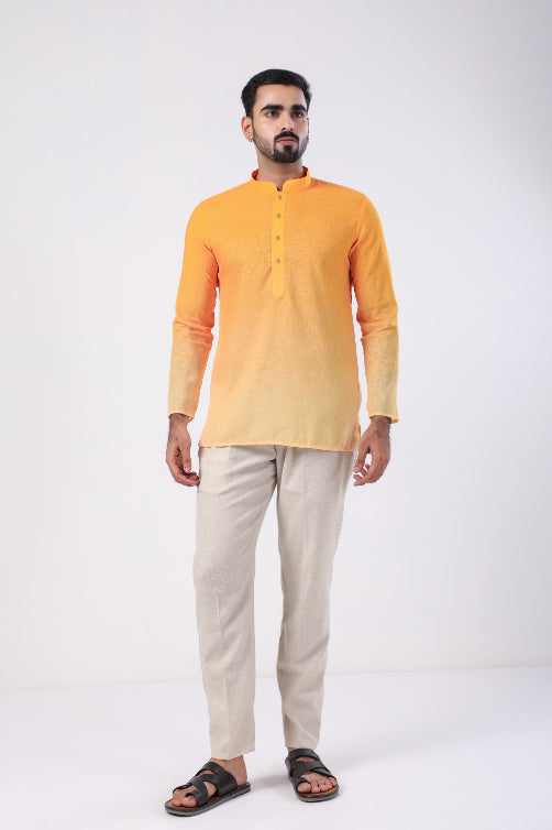 Yellow Printed Motif Shirt Kurta